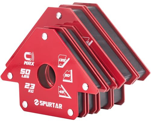Spurtar 4 Stück Schweißmagnet Set – 2 Stück 23KG und 2 Stück 34KG Haftkraft, Starke Schweißwinkel Set, Magnetwinkel mit 45°, 90°, 135°, 180° Schweisswinkel Magnet