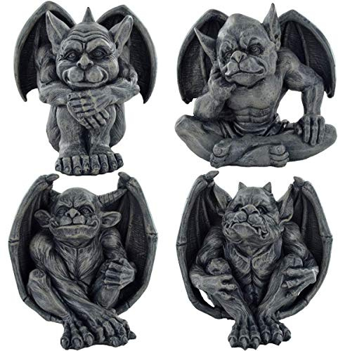 Gargoyle Set of 4 Figurines Home Decor Fantasy Ornament Gift Ideas Mythical Magic H12.8cm
