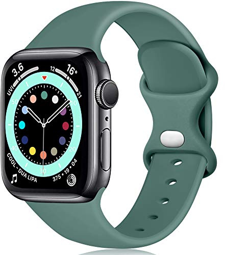 Epova Silicone Strap Compatible with Apple Watch Strap 40mm 38mm 41mm 42mm | Breathable Waterproof Replacement Straps for iWatch SE3 SE2 SE Series 11 10 9 8 7 6 5 4 3 2 1, Pine Green, Small