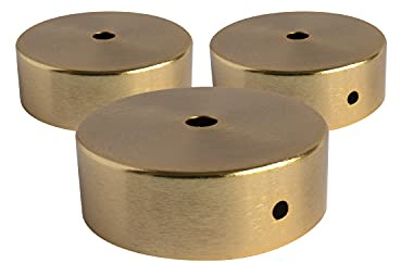 AMARCORDS - 3 Baldachin rosetten aus Metall, Farbe GOLD, Lampengehäuse komplett mit Kabelklemmenzubehör, Schrauben und Deckenhalterung. Durchmesser 77 mm, Höhe 26 mm