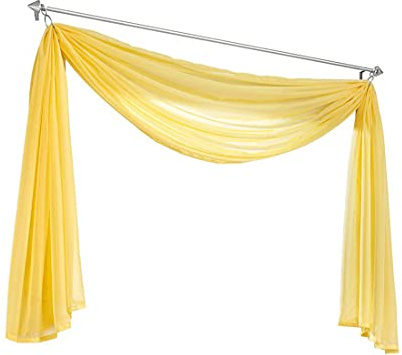 Ricemru Extra Lang Querbehang Freihanddeko Gelb Vorhangschal Transparentem Voile Querbehang Gardine Schals Hochzeit Bogen Dekoration Wohnzimmer Schlafzimmer,140x600cm