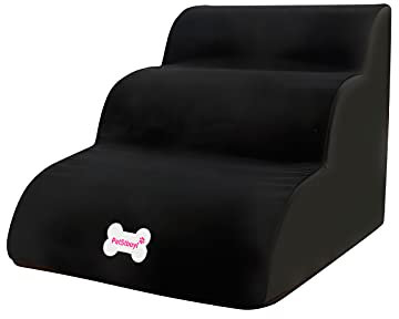 Galatée Hundetreppe, Weiche, Bequeme Haustiertreppe Mit Waschbarem Und Reißverschlussbezug, Einfach Zu Besteigende Hunderampenstufen, Hunderampen Für Schlafsofa(Schwarz)