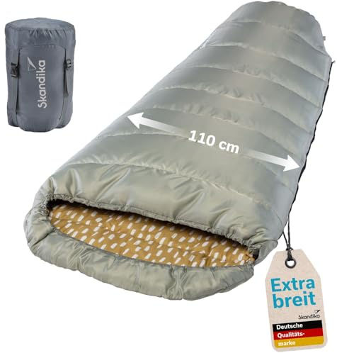 Skandika sovsäck Vegas | XXL mumie-sovsäck i polybomull för vuxna, parkoppbar, dubbel sovsäck, 3 årstider, upp till -12 °C, 220 x 110 cm | Utomhus camping vandring (RV vänster, salvia)