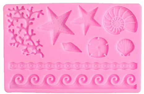 XLKJ Fondant Ausstechform Tortendeko 3D Silikon Backform Torten Fondant Ausstecher Seashell und Conch Meer Tierform Fondant Formen