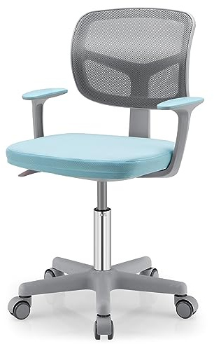 GOPLUS Skrivstol barn, höjdjusterbar barnsnurrstol, sitthöjd 40–54 cm, barnkontorsstol med ryggstöd, armstöd, ergonomisk ungdomsstol för 3–10 år (blå)