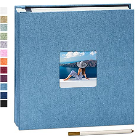 Yopih Album Photo Autocollant 60 Pages Albums Photo DIY 10X15 Albums Photo Souvenirs Couverture en Lin Cadeaux de Mariage Noël Valentin Cadeau d'anniversaire Anniversaire Enfants