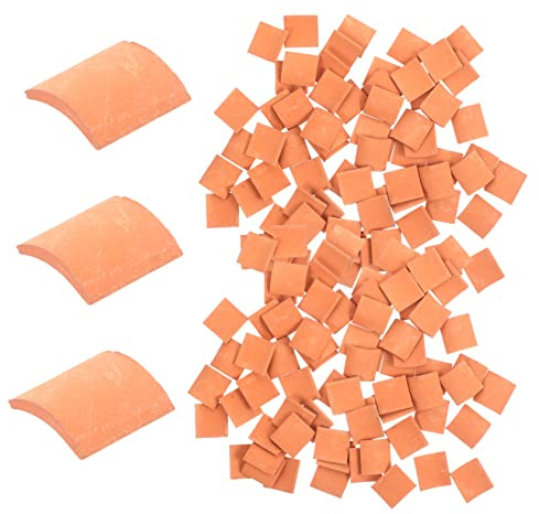 YARNOW 80 Piezas Mini Ladrillos Suelo De Baldosas De Casa De Muñecas Tejas De Casa En Miniatura Tejas Miniatura Modelo De Micro Tejas Pequeñas Tejas De Barro Arcilla Agua Soluble Cemento