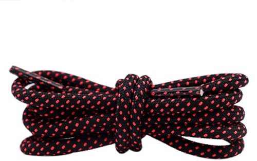 GIVBRO Lacets de Chaussures à Rayures Cordes de Chaussures Lacets Ronds Accessoires de Remplacement pour Chaussures de Sport Baskets, 200cm (Noir/Rouge)