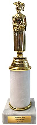 eberin · Geschenk zum Abitur · Pokal für Abiturient · Auszeichnung zum Studium · Absolvent auf Säule/Marmor schwarz oder weiß · Abi Geschenk personalisierbar mit Wunschtext ·