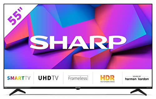 SHARP 43FK2E Frameless 4K Ultra HD Smart Fernseher 108 cm (43 Zoll), Amazon Video, DTS Virtual, HDR10, HLG, Bluetooth, Schwarz