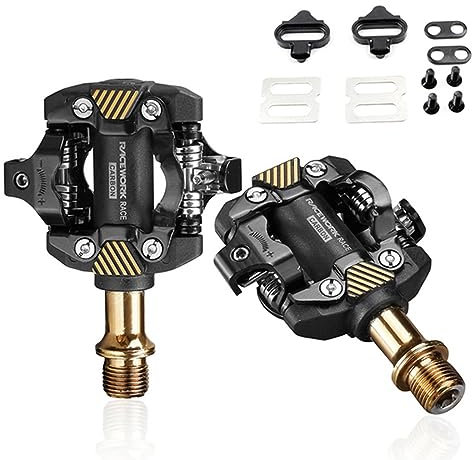 MIRODO Mountainbike-Feststellpedale Ultraleichte Selbstsichernde DU-Pedale Mit Abgedichtetem Lager Kohlefaser-SPD-Pedale 9/16 Zoll for MTB-Falträder Rennräder Pedale (Color : Gold)