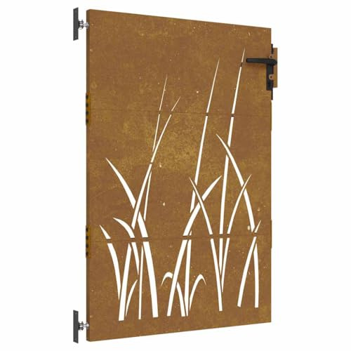 vidaXL Gartentor 85x150 cm Cortenstahl Gras-Design