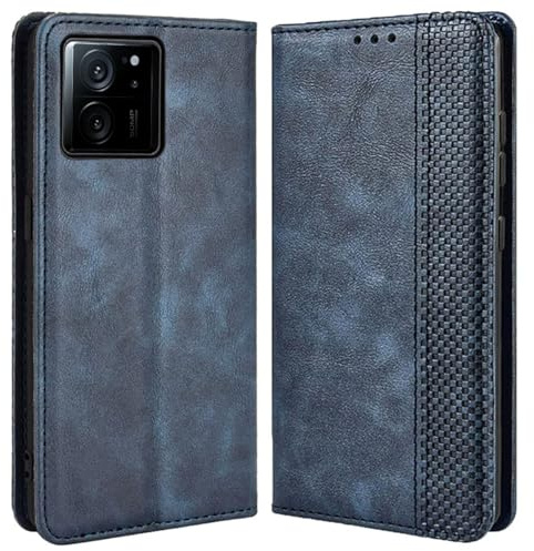 MOJIA Hülle Flip Case für Xiaomi Mi 13T / 13T Pro, PU Dünne Magnetische Klapphülle Handyhülle Schutzhülle mit Kartenfach und Standfunktion. Blau