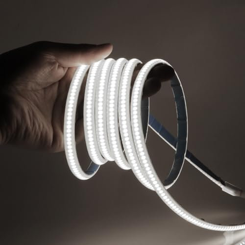 Wisada 220V COB Tira LED[0.5M,Blanco 6000-6500K],288 LEDs/m Cortable Silicona FCOB LED Rope Light CRI90+,Estanco Flexible,Navidad,Fiesta,Boda,Halloween Hogar/Tienda Decoración Iluminación