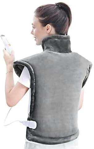 Marco Paul Heated Neck and Shoulder Heat Pad Large 79cm Large Electric Heating Pad with Waist Strap Fast Heating 4 Temperature Settings Timer Heat Pads for Back Pain Relief, Shoulders, Arms & Neck