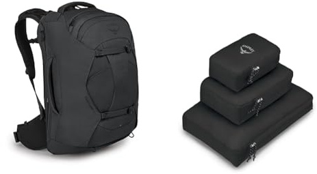 Osprey Herren Rucksack, Nylon, Tunnel Vision Grau, Einheitsgröße & ght Packing Cube Set Black