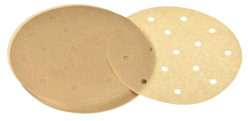 uxcell 200pcs Air Fryer Parchment Paper, 6 Inch Round Air Fryer Liner, Non-Stick Baking Paper for Air Fryers Bamboo Steamer, Brown