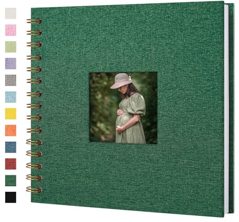Fotoalbum zum Selbstgestalten Leineneinband, 20x20 cm 20 Blätter 40 Seiten | weißem Kraftpapier-Seiten, Fotobuch Scrapbook Hochzeit Reisen Gästebuch Weihnachten Baby Shower Familie Erinnerungen