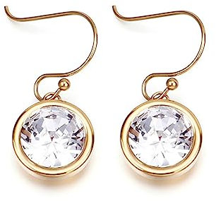 Bishilin Ohrringe Hängend Edelstahl, Ohrhänger Mädchen mit Weiß Zirkonia Gold Ohrringe Jugendstil in Bijouterie