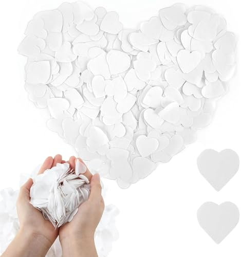 9000PCS 75g 2.5cm Coriandoli Biodegradabili a Forma di Cuore,per Matrimoni e Promesse Decorazioni e Celebrazioni,Bianchi