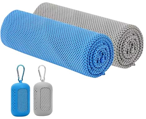 WUERKIYA Sport Handtuch - 2er Pack Kühlende Mikrofaser-Handtücher für Sport - 3080cm x 1540cm, Grau und Blau