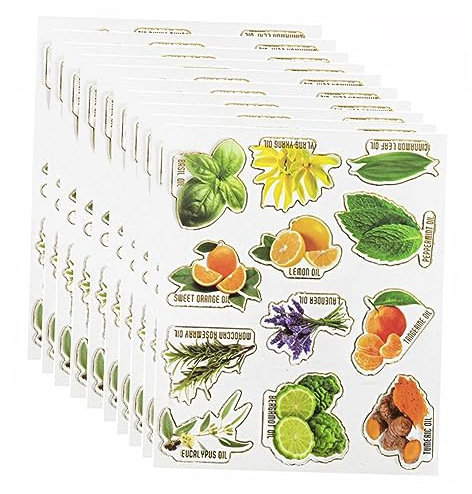VILLCASE 20 Blatt Aufkleber Für Flaschen Mit Ätherischen Ölen Flaschenetiketten Für Olivenöl Etiketten Für Ätherische Öle Aufkleber Für Parfümflaschen Klebeetiketten Für Obst
