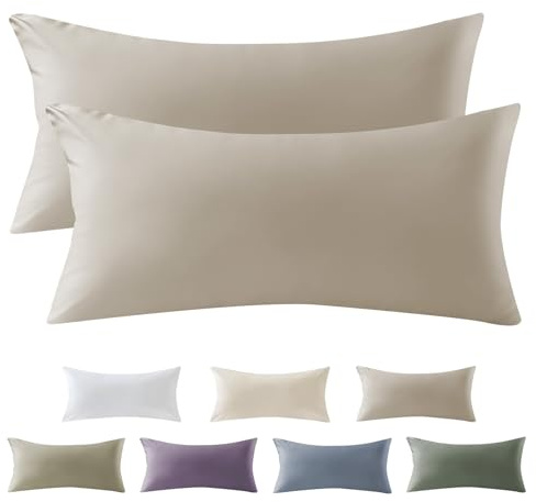 SOULFUL Satin Kissenbezug 40x80 Baumwolle Kissenbezüge 2 Teilig Oatmeal | Satin Kissenbezüge 2 Teilig mit Reißverschluss,ÖkoTex Zertifiziert, Weich und Bequem