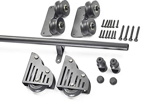 CuNtoHHH Rollleiter-Hardware-Bibliothek, Schiebeleiter-Hardware-Kit 3,3 Fuß – 20 Fuß, runde Rohr-Mobilleiterschiene, mit Bodenrollenrädern + Verlängerungsschiene (Größe: 6,6 Fuß/200 cm Schienen-Kit)