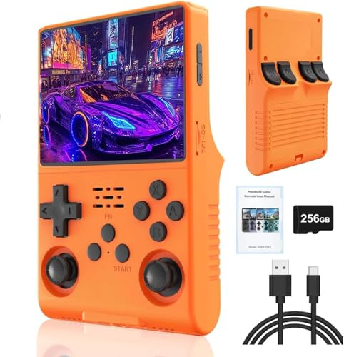 NULA R40S Pro Retro Handheld Game Console, 256G TF Card 30000+Games Supports 20+ Emulator 3.5 Inch IPS HD Screen Linux System Portable Pocket Arcade Video Player Boy Gifts