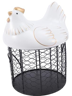 Amosfun Ceramic Covered Storage Basket Chicken Egg Basket Rolling Egg Storage Box for Kitchen