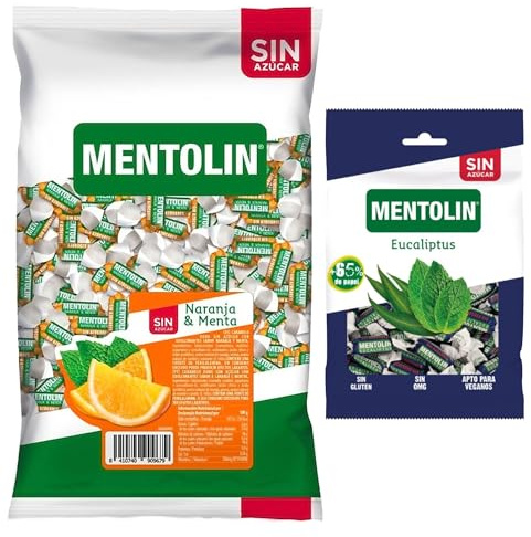 Mentolín caramelos garganta naranja s/a bolsa 1kg y de regalo eucaliptus s/a bolsa 100g