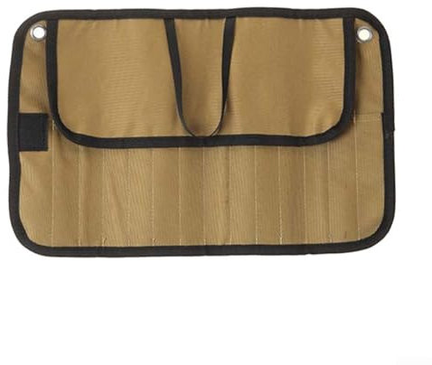 Zoegneer Picknick-Kochgeschirr, tragbares Edelstahl-Utensilien-Set, Camping-Besteck-Set mit Reise-Aufbewahrungstasche für Essen im Freien (leere Tasche, Khaki)