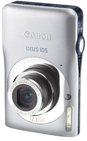 Canon IXUS 105 Digital Camera - Silver (12.1 MP, 4x Optical Zoom) 2.7 Inch PureColor LCD (Renewed)
