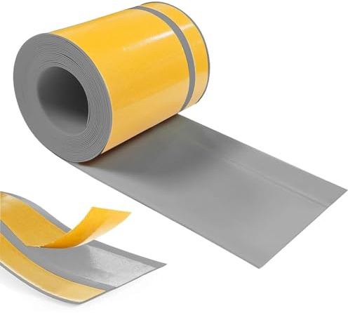 Hengrongshen Battiscopa, Facile Installazione Adesivo Autoadesivo 70 mm x 20 mm x 18 m, Battiscopa in pvc per Cucina Bagno Garage, Grigio
