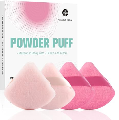 EIGSHOW Dreieck Makeup Puderquaste, Gesichtsschwamm Weiches Plüsch puder schwamm, Geeignet für baking Powder Makeup oder Blush Rosa und Beige 4er Pack (M113)
