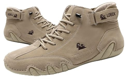 Vogldeck Herr Dam Vattentäta Andningsbara Ortopediska Skor - Utomhus Handgjorda Barfota Vandring Beck Skor Lätta Casual Chukka Stövlar for Vandring, Arbete & Vardagsbruk(Khaki,36 EU)