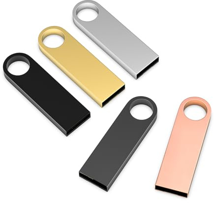 5 Pack 16GB USB Stick, Wooolken Metal USB 2.0 Memory Sticks with Keychains