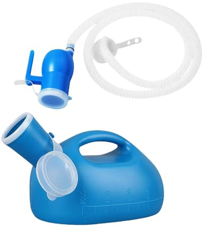 KiBcsLic Bottiglia per Orinatoio Maschile, Contenitore per La Raccolta Dell'urina, Comoda E Leggera, Contenitore per Urina, Malati, Campeggio N, Tubo Da 2 M Blu