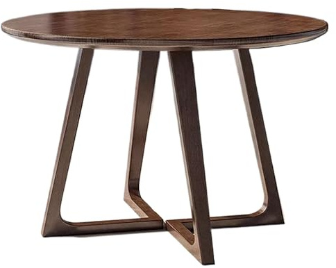 Table de salle à manger ronde en bois massif 100 x 75 cm, couleur noyer, meuble de cuisine et de salle à manger, table basse compacte pour canapé, table d'appoint polyvalente