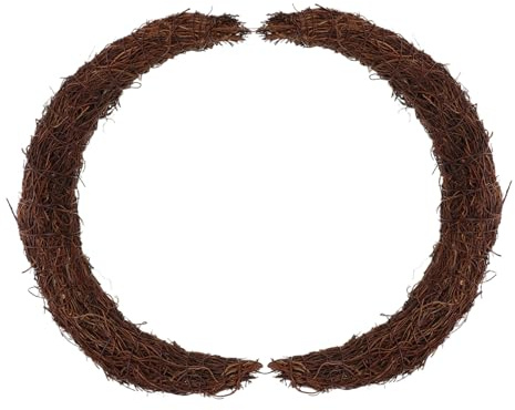 DECORNIJIA 2PCS Rattan Moon Shape Wreaths Natural Grapevine Rings for DIY Artificial Flower Decorations Lightweight Crescent Garland for Front Door Wall Hanging Christmas Party Supplies