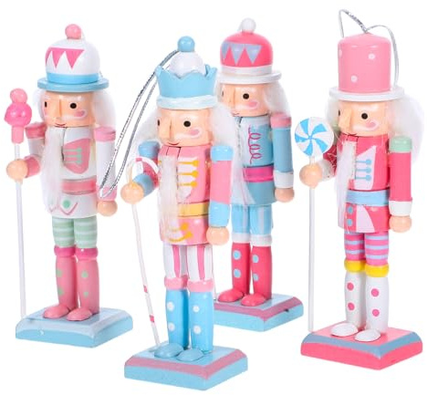 Ciieeo 4 Pièces Figurines Casse Noisette Peintes Main Décoration de Noël pour Table Cheminée et Bureau Lot