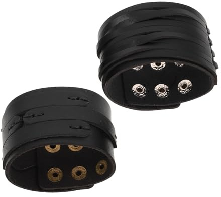 RORPOIR 2 Piezas Pulsera de Cuero PU para Hombre Diseño Punk Vintage con Tachuelas Brazalete Ajustable Accesorio Versátil para Diario y Fiesta