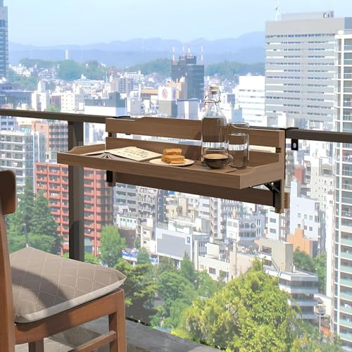 Table Suspendue Balcon, 60 * 30cm Table De Bar Pliante pour Balustrades De Balcon D'Extérieur, pour Patio Et Terrasse Table De Service en Bois pour Porche(90cm*30cm)