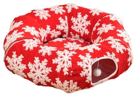 Colcolo Weihnachts-Katzentunnel, Bett, Höhle, Donut, festliches interaktives Spielzeug, Haustierzubehör, Katzen-Donut-Tunnel unter dem Weihnachtsbaum für