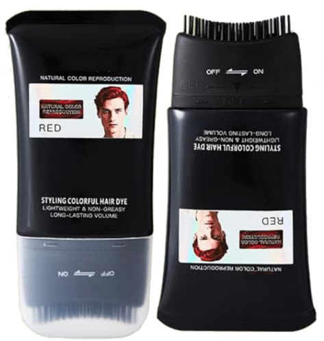 Bâton De Coloration Instantanée Avec Peigne Intégré, Peigne Coloration Cheveux Noir, Teinture Cheveux Homme, Retouche Racines Couleur Cheveuxs Noirs, Black Hair Dye, Pour Tous De Cheveux (Rouge)