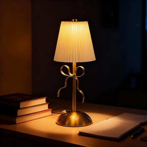 KBIBCK Cordless Table Lamp, Rechargeable Bedside Lamp with 3 Color Temperatures & Stepless Touch Dimming, Protable Touch Control Table Lamp with Fabric Lampshade for Bedroom Restaurants Offices Cafe
