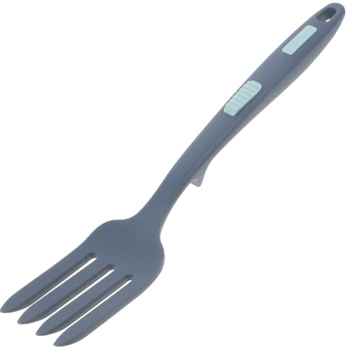 TOYANDONA Tenedor de Silicona Antiadherente para Cocina Casera Tenedor Grande Multifunción para Servir Pasta y Fideos Fritos Utensilio Práctico Color Azul Oscuro para Uso Diario