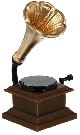 WEKAMOS Mini Gramophone en Résine Rétro, Décoration Miniature pour Maison de Poupée, Accessoire de Bureau Vintage, Modèle Phonographe Simulé, Ornements de Table Décoratifs pour Agencement