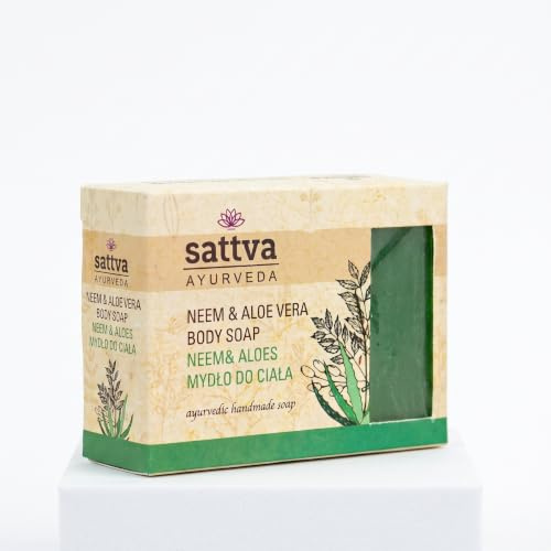 Sattva Ayurveda Neem & Aloe Vera Seife – Handgemachte Glycerin Naturseife für Gesicht und Körper – Sanfte Reinigung für Mischhaut und trockene Haut – 125 g