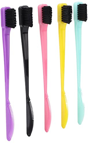 Baxnore Set di 5 pettini professionali a doppia spazzola 2 in 1 Strumento per lo styling dell'attaccatura dei capelli con impugnatura ergonomica per sopracciglia Controllo ciglia T